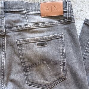 Armani Exchange A|X J13 Slim Jeans Size 33 Gray Distressed Stretch Denim Men